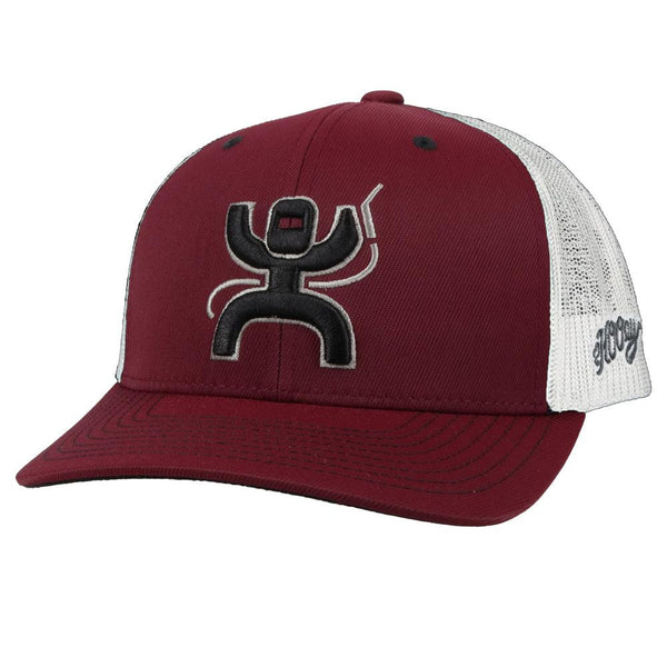 Arc maroon and white hat with black patch