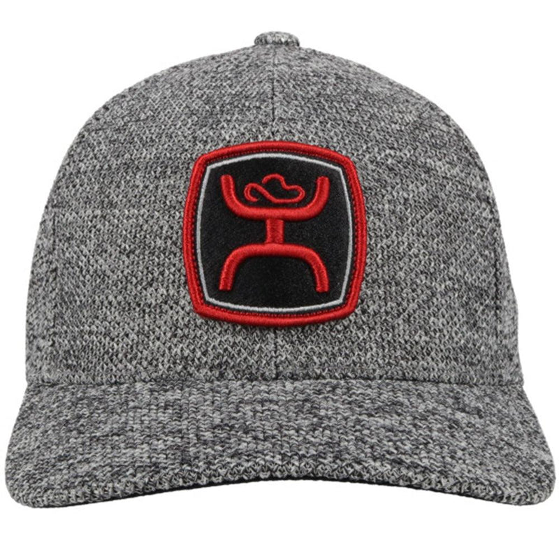 front of the Zenith grey flexfit hat with red and black patch