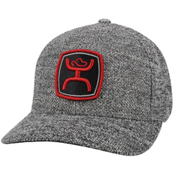 Zenith grey flexfit hat with red and black patch