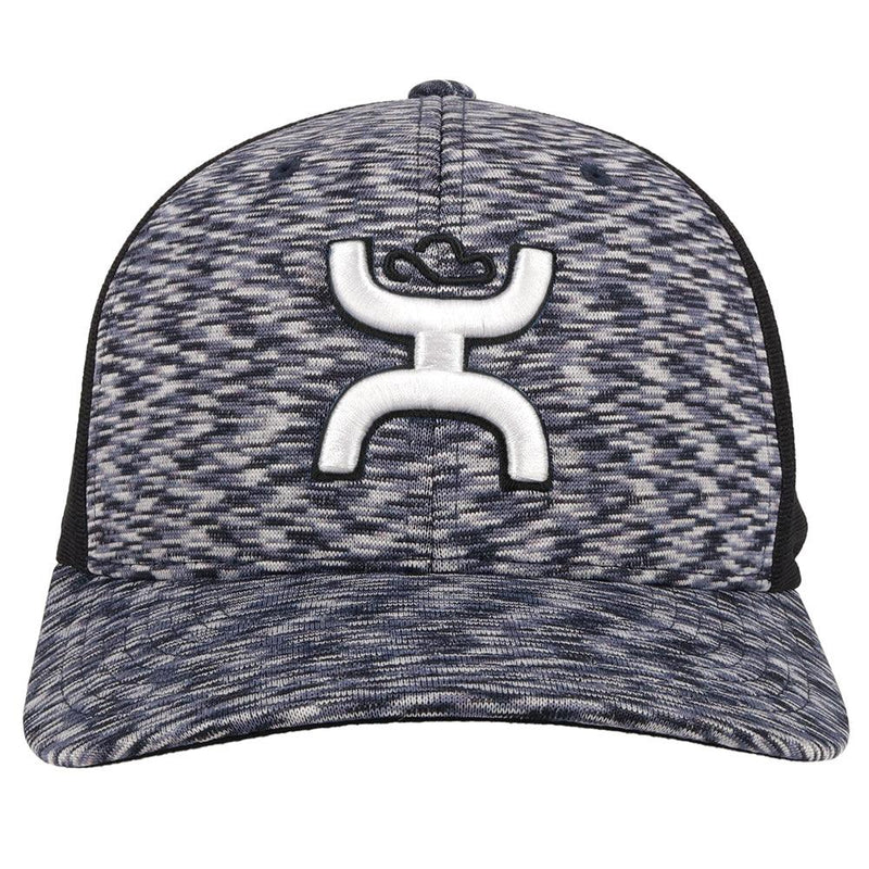 front of the Navy and black "Ash" hat with white Hooey logo
