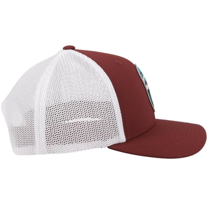 right side of the Youth maroon and white Cheyenne hat