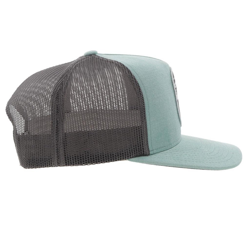 right side of the Teal and grey Cheyenne hat