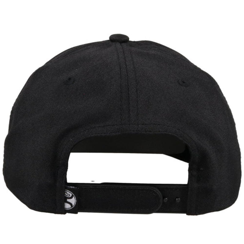 back of the black on black Classic hooey hat with white rope detail