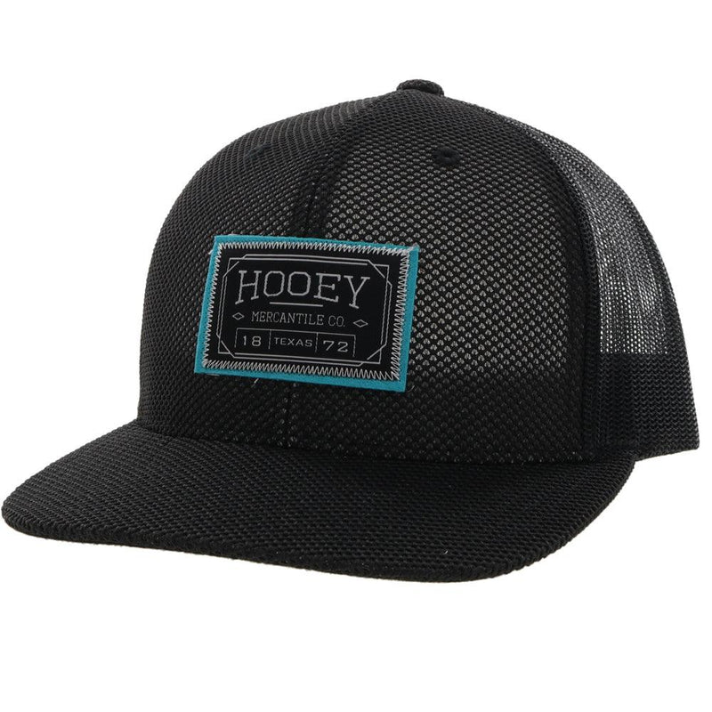 Dock black on black hat with teal and black patch