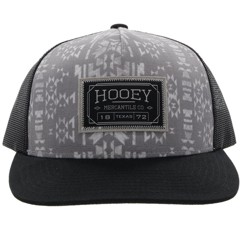 front of the Doc grey and black hat with Aztec print and black and white patch