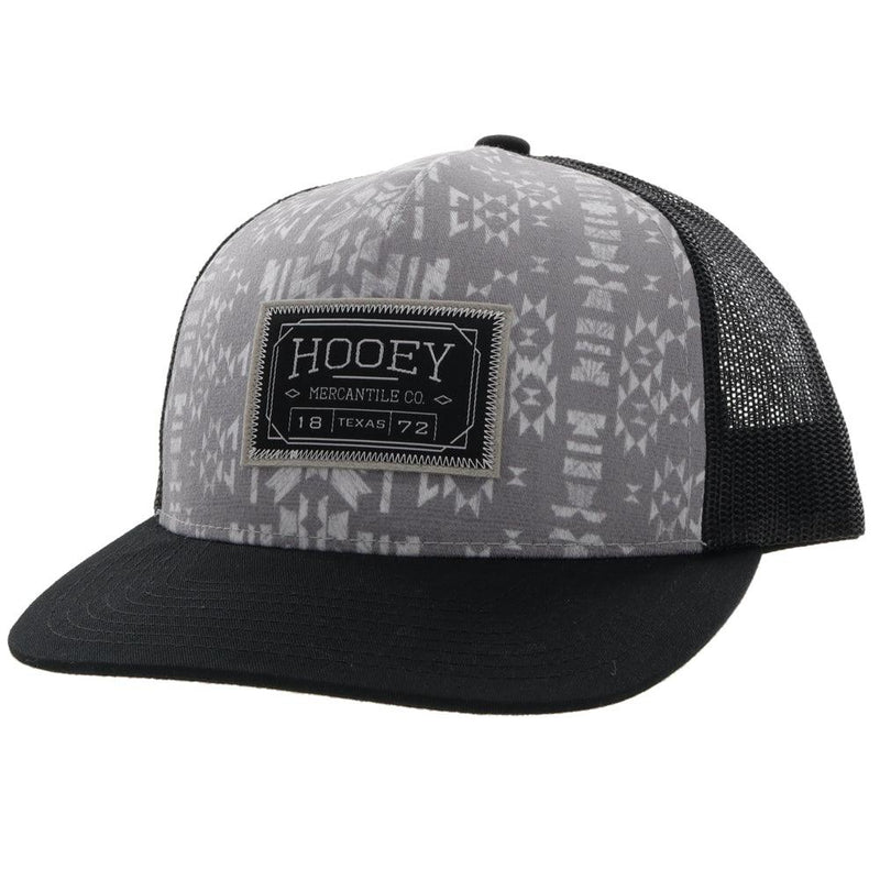 Doc grey and black hat with Aztec print and black and white patch