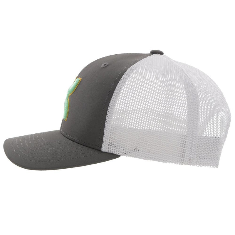 left isde view of the youth sterling hat in grey and white 