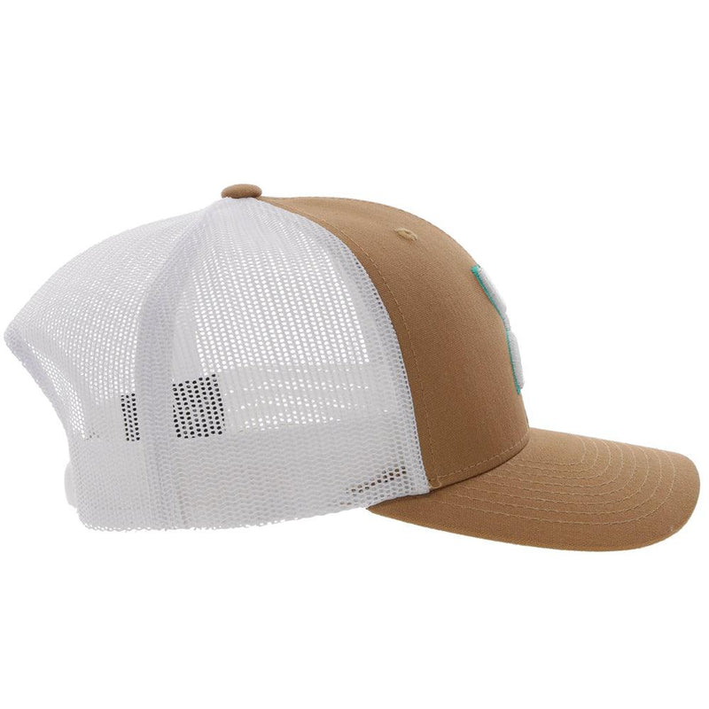 right side view of the Sterling tan and white youth hat
