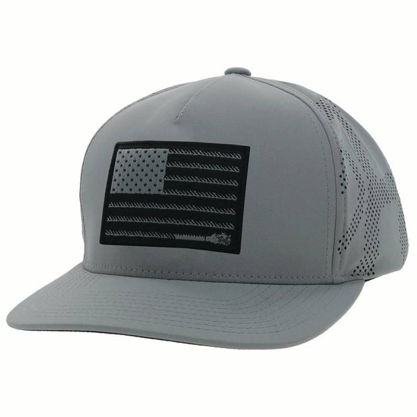 "Liberty Roper" Grey Hat w/Black/White Rectangle Patch