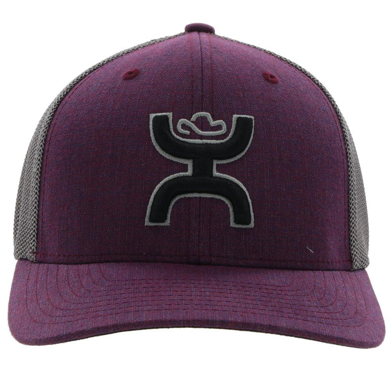 front of the purple and grey Cayman hat