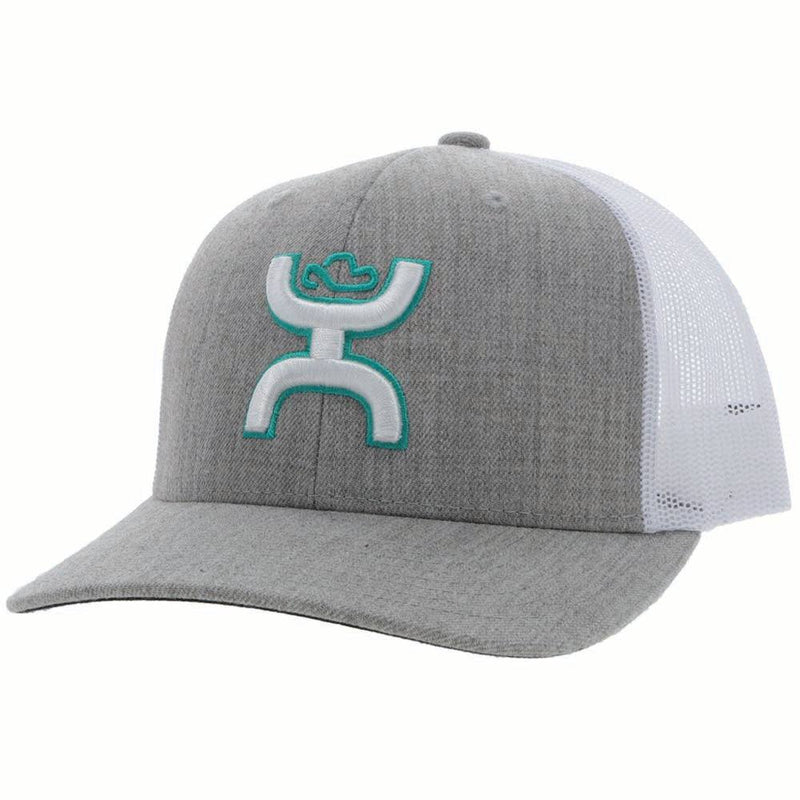 Youth Sterling grey and white hat with teal and white logo