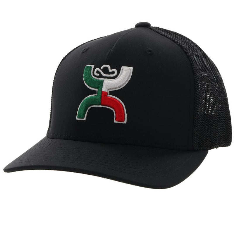 Black on black "Boquillas" hat with green, red, and white Hooey logo