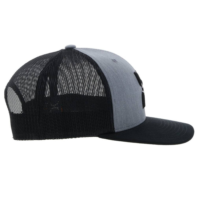 right side of the Youth Texican hat in grey and black with grey and black logo