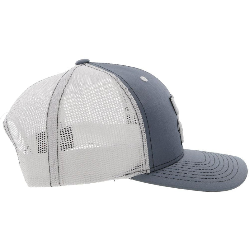 right side of the Arc grey and white hat with black and white Arc logo