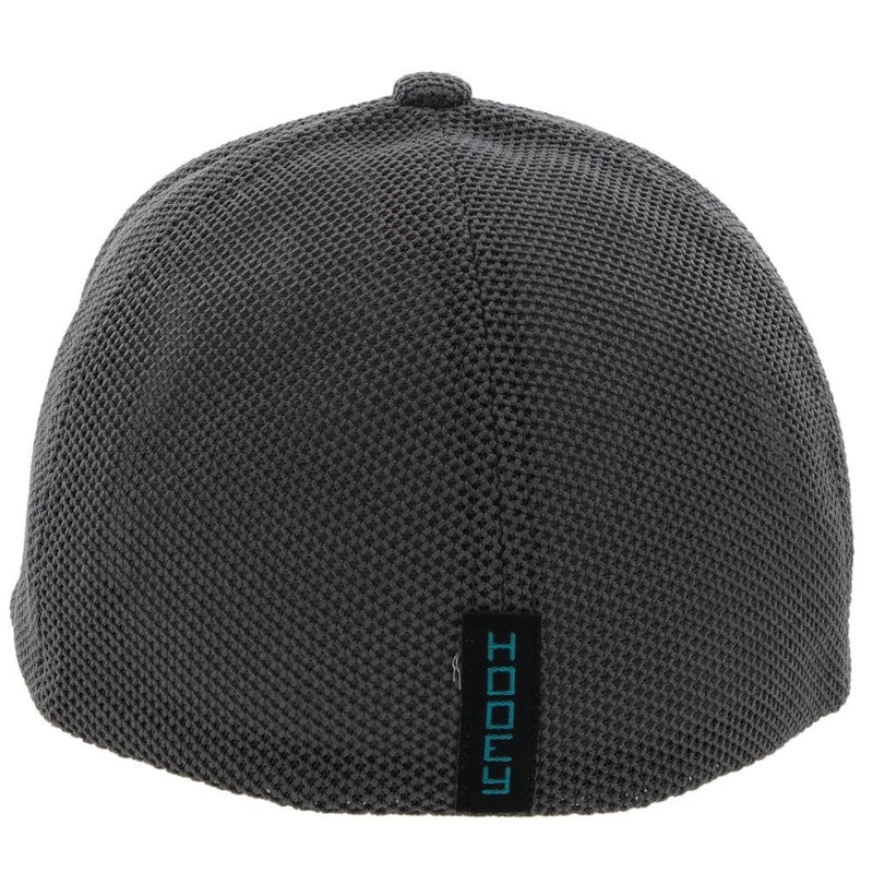 back of the Zenith grey hat with grey, black, and teal patch