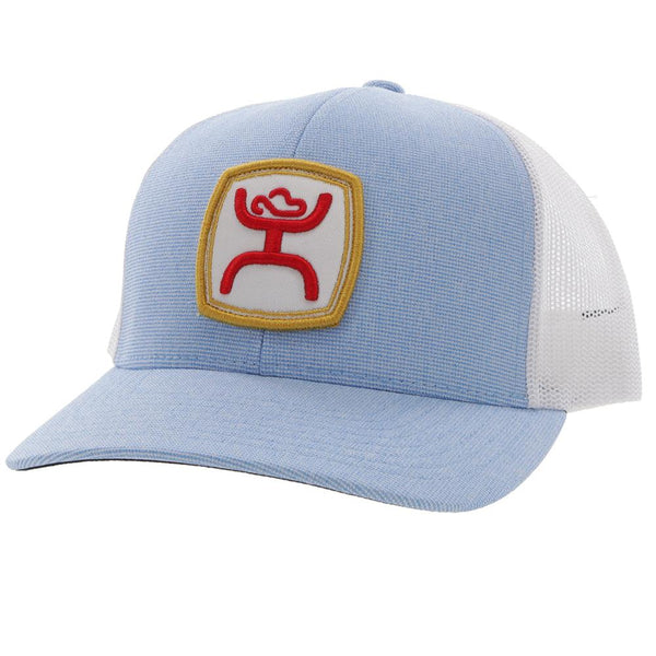 Zenith blue and white hat with gold, red, and white patch
