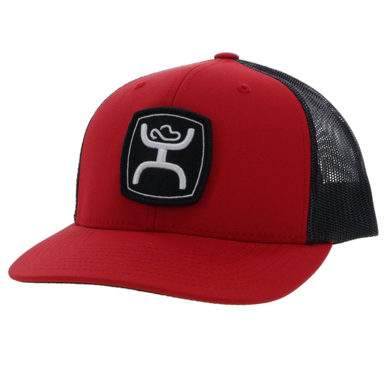 Zenith red and black snapback hat with black and white patch