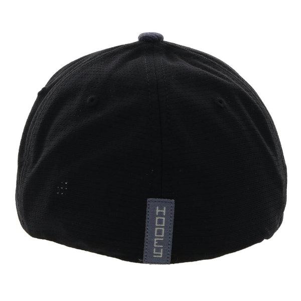 back of the Navy and black "Ash" hat with silver hooey logo