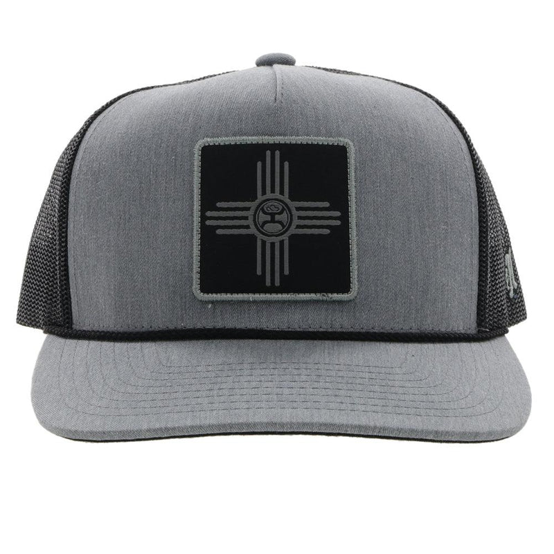 front of the Zia grey and black hat with grey and black patch