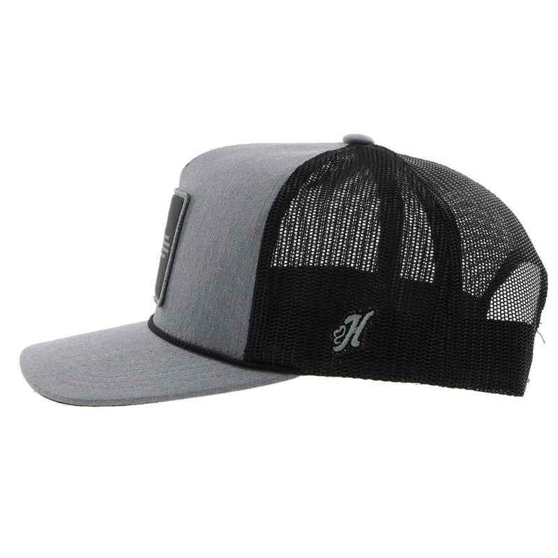 left side of the Zia grey and black hat with grey and black patch