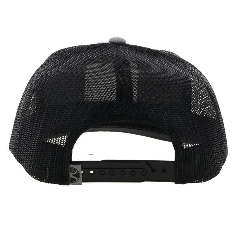 back of the Zia grey and black hat with grey and black patch