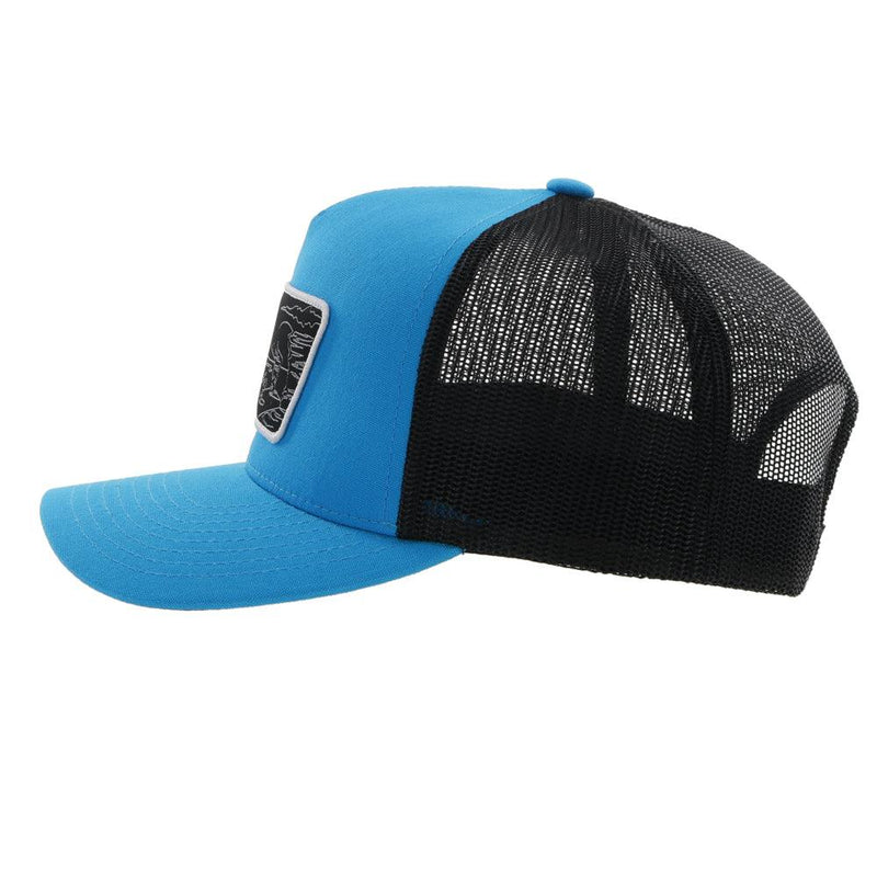 left side of the Davis light blue and black hat