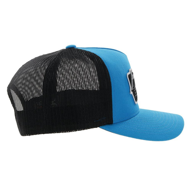right side of the Davis light blue and black hat