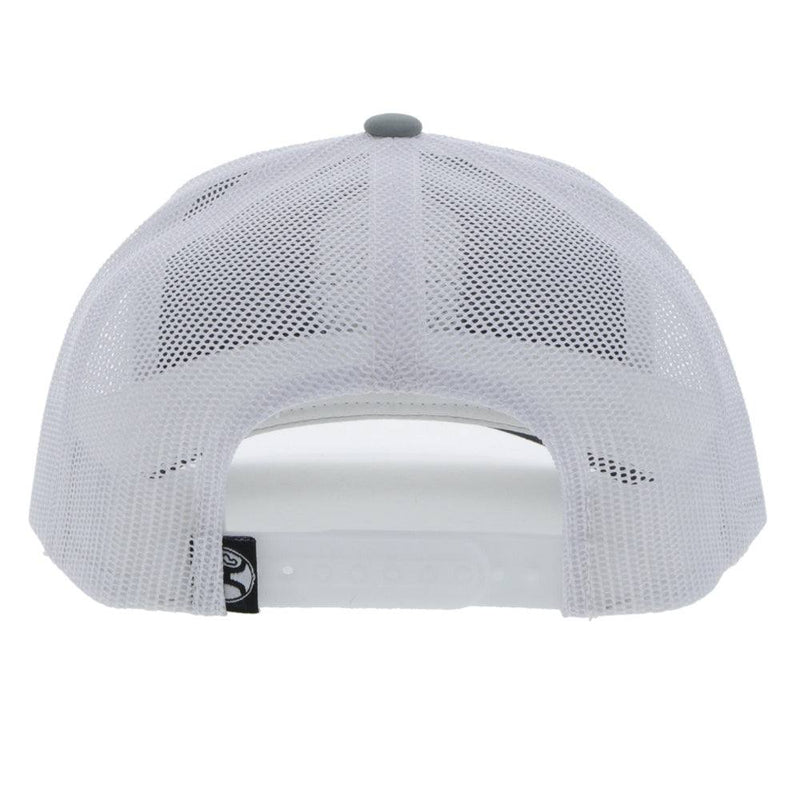 back of the Grey and white Cheyenne snapback hat