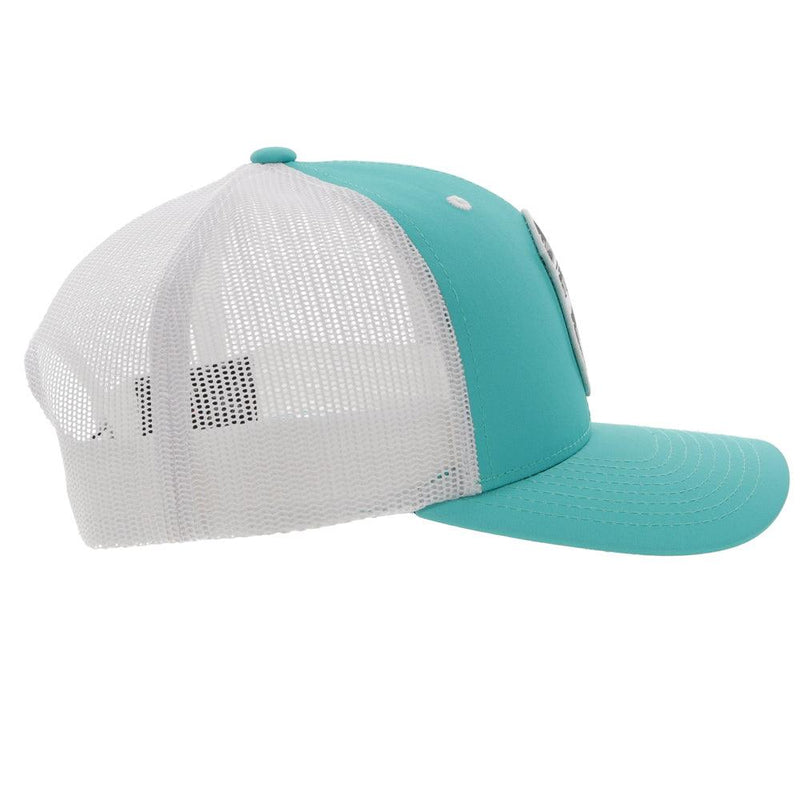 right side of the Teal and white Cheyenne hat