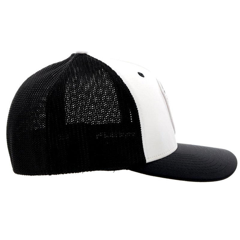 right side of the white and black Cheynne hat