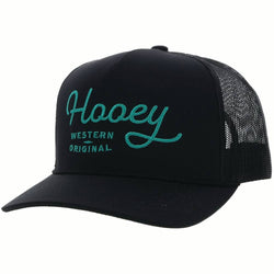 Youth OG Hooey hat in all black with teal embroidery