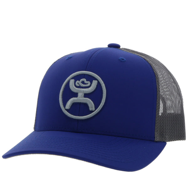 O classic navy and grey hat with grey circle patch