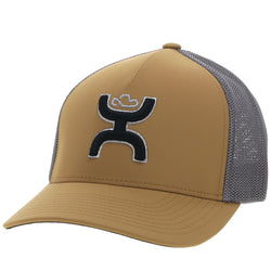 "Coach" Tan/Grey Hat w/Black & Silver Logo