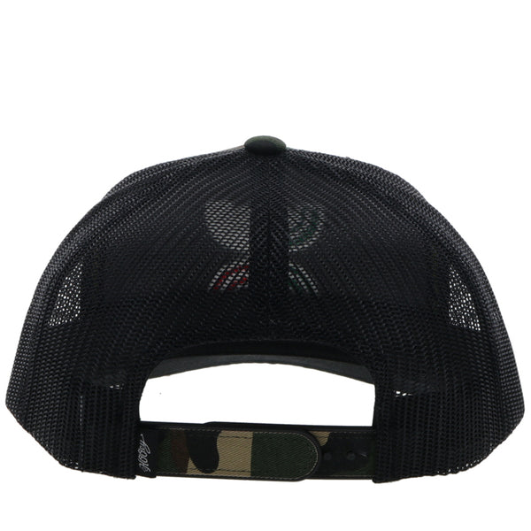 Back of the Camo and black "Boquillas" hat
