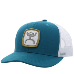 Zenith teal and white hat with gold, grey, and white patch