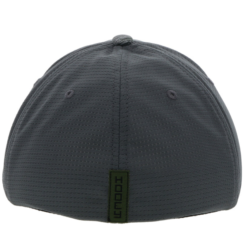 back of the Hooey "Ash" heather gray hat with dark grey hooey logo