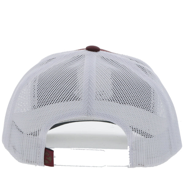 back of the Maroon and white Cheyenne snapback hat