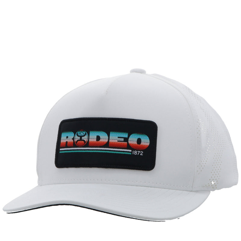 "Rodeo" White Hat w/ Serape & Black Patch