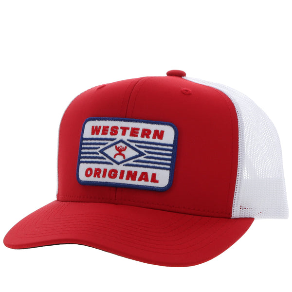 red and white Circuit hat
