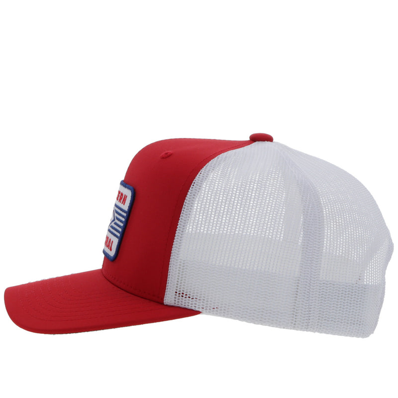 left side of the red and white Circuit hat