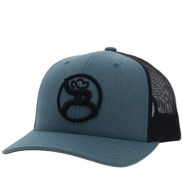Roughy 2.0 blue an black hat with black logo