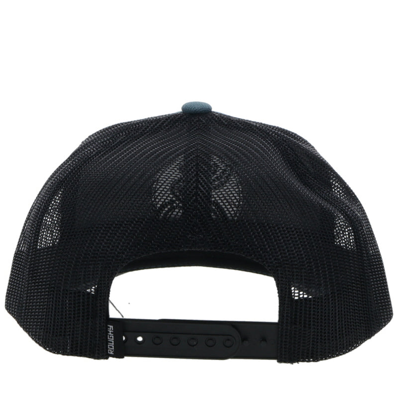 back view of the Roughy 2.0 blue and black hat