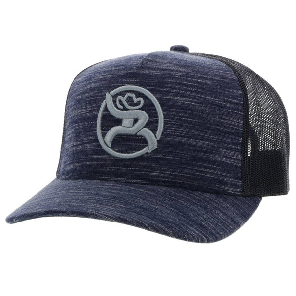 Roughy 2.0 black and heather nay hat with grey circle roughy logo