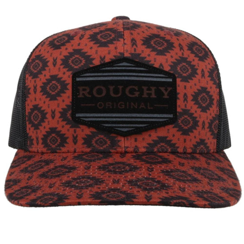 front view of the Roughy Tribe youth black and red print hat