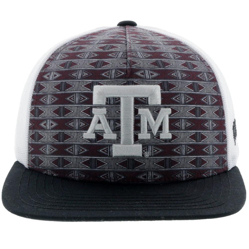 front of the Youth Texas A&M hat with Aztec pattern and black bill