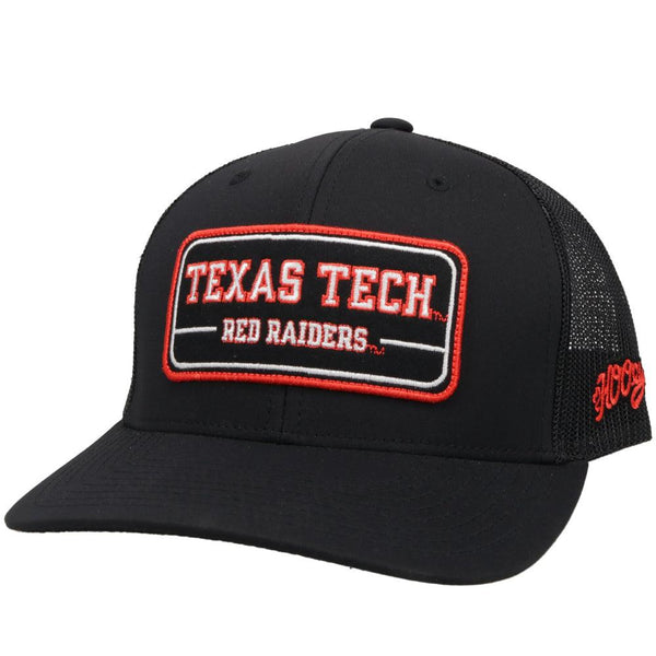 Youth Texas Tec hat in black with vintage red raiders logo patch