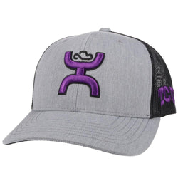 grey hooey tcu hat with purple hooey roughy man logo