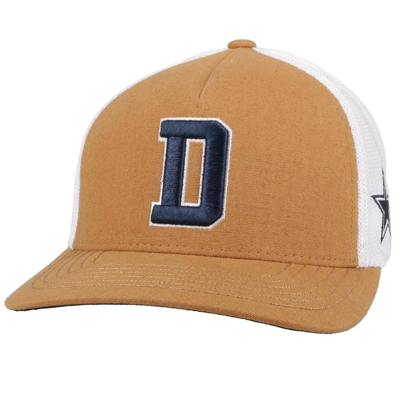 "Dallas Cowboys" Hat Tan/White Flexfit w/ D Logo (Navy /White)