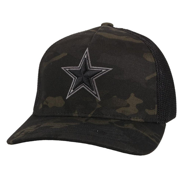 "Dallas Cowboys" Hat Camo/Black Flexfit w/Star Logo (Black/Grey)