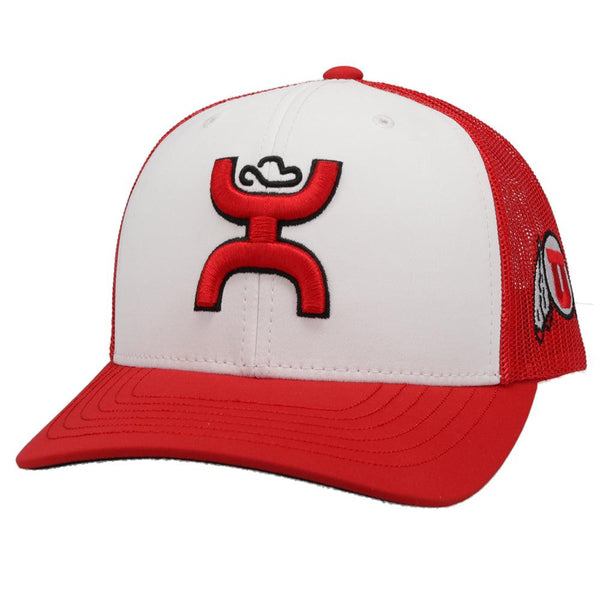 University of Utah Hat White/Red w/Hooey Logo (Red/Black)